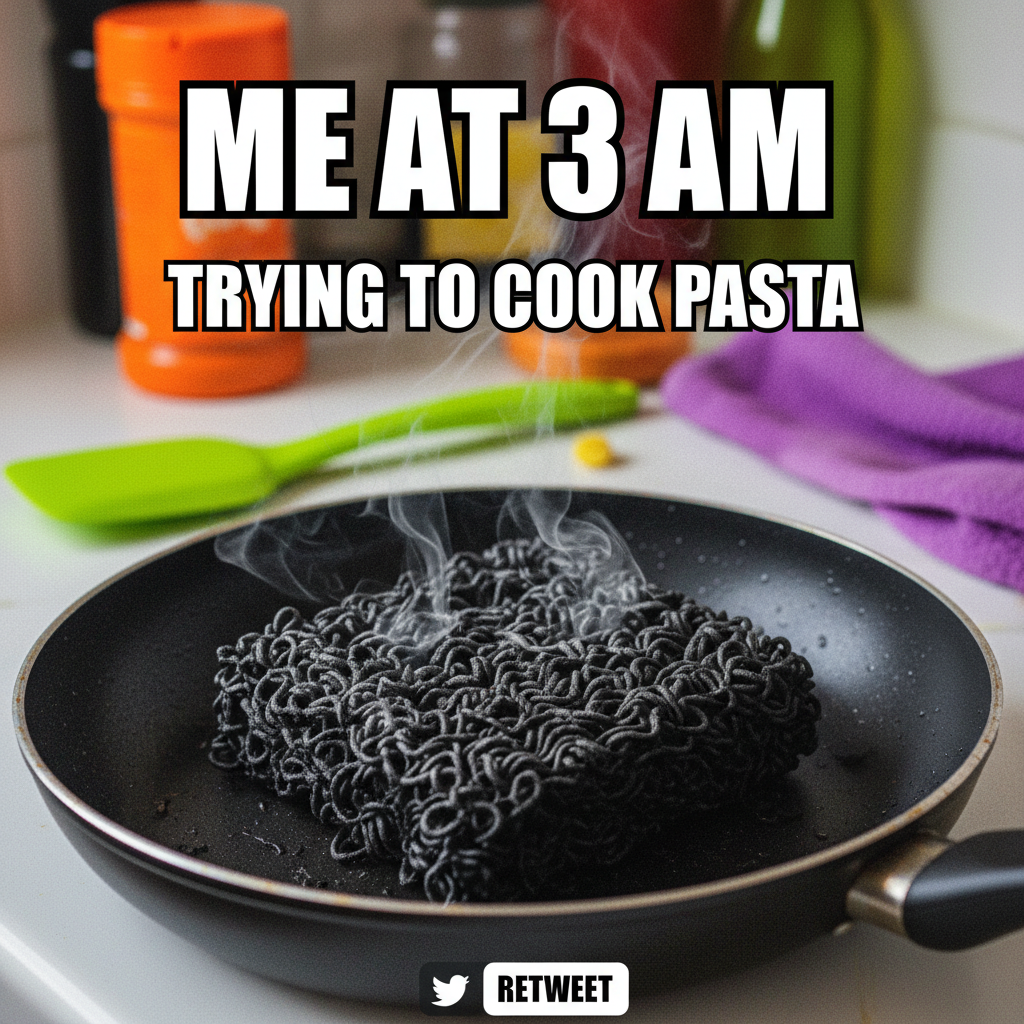 Tried to make a 'simple' pasta dish. Ended up with charcoal noodles. Send help.