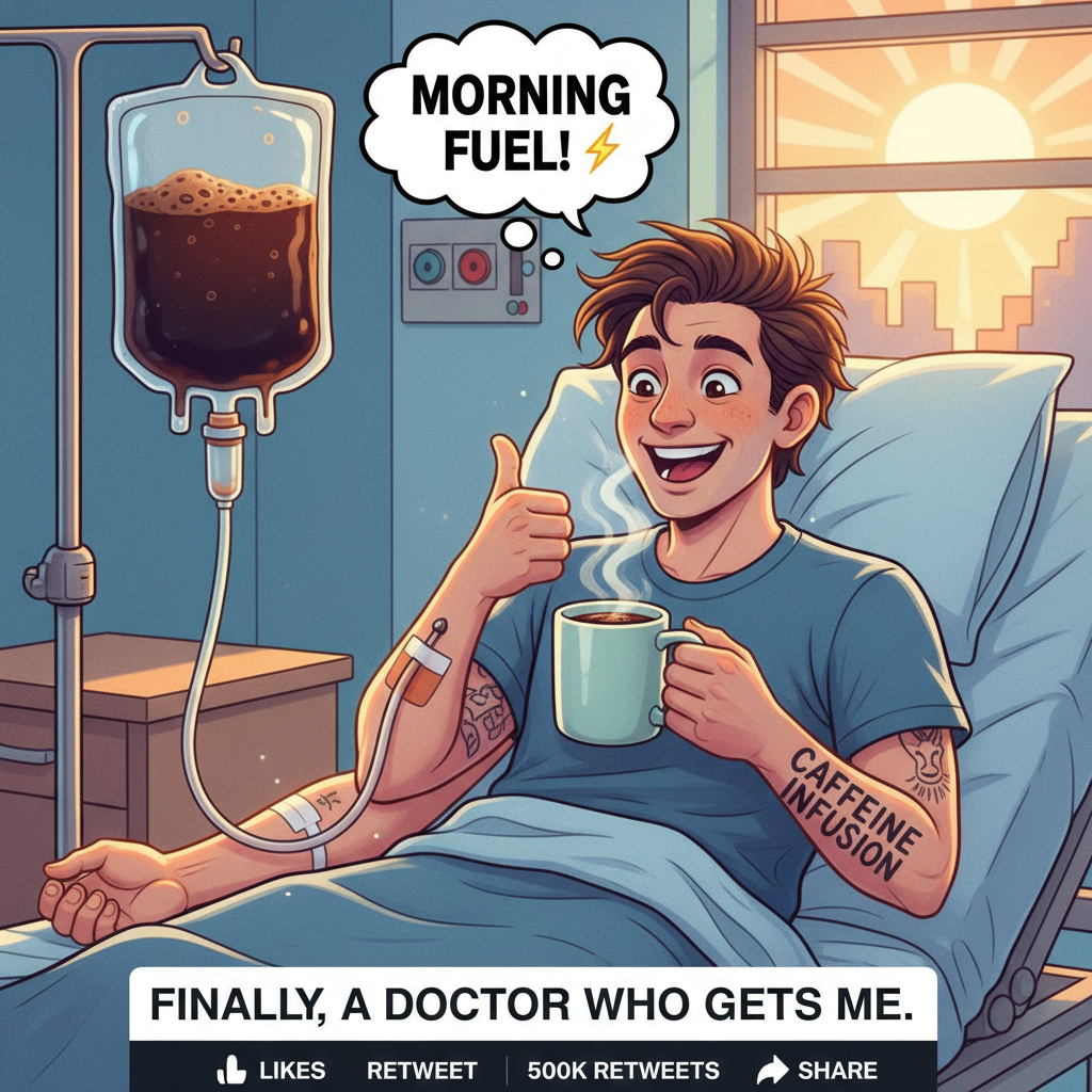 My blood type is coffee. My therapist says it's not healthy. I say it's essential.