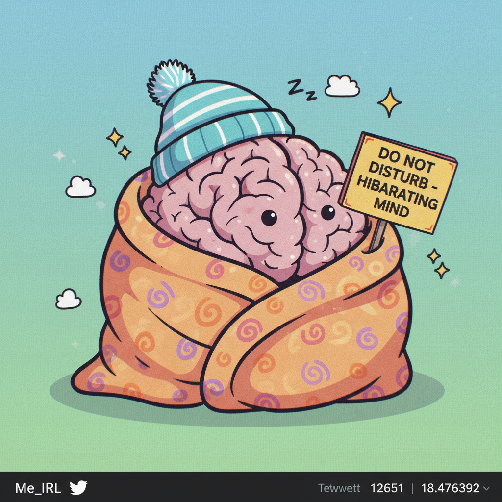 My brain cells have officially entered hibernation mode. See you in spring, maybe. #SAD