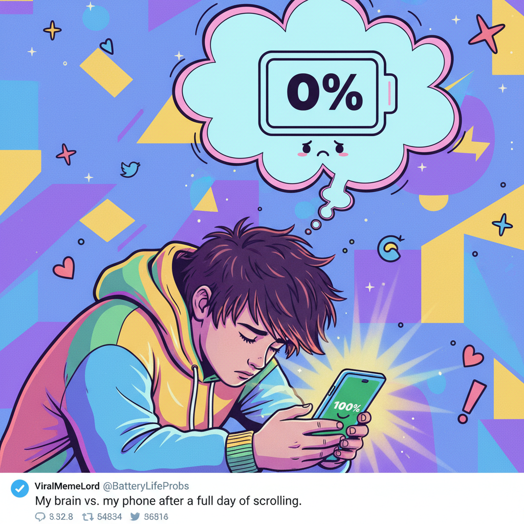 My phone battery is at 100% but my social battery is at 0%. Send help (and chargers).