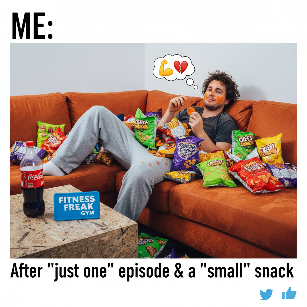 My New Year's resolution was to go to the gym. I'm currently on my third bag of chips.