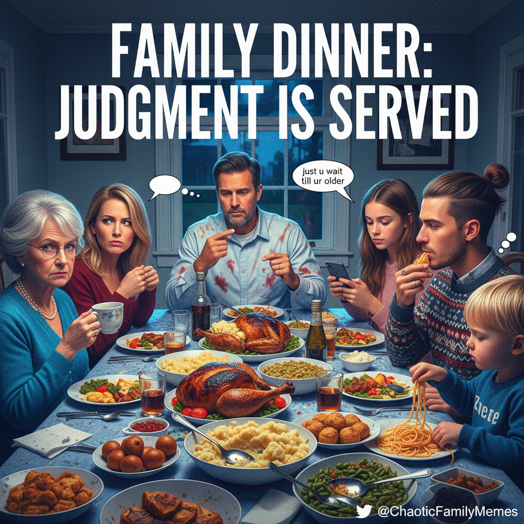 Holiday family dinner: 3 hours of eating, 3 days of passive-aggressive comments.