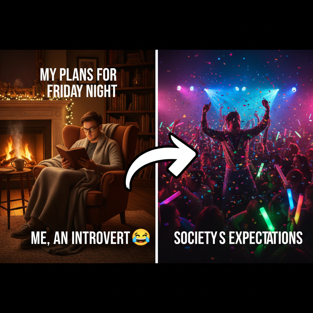 Introvert: 'I need to recharge.' Extrovert: 'Let's go to a party to recharge!'