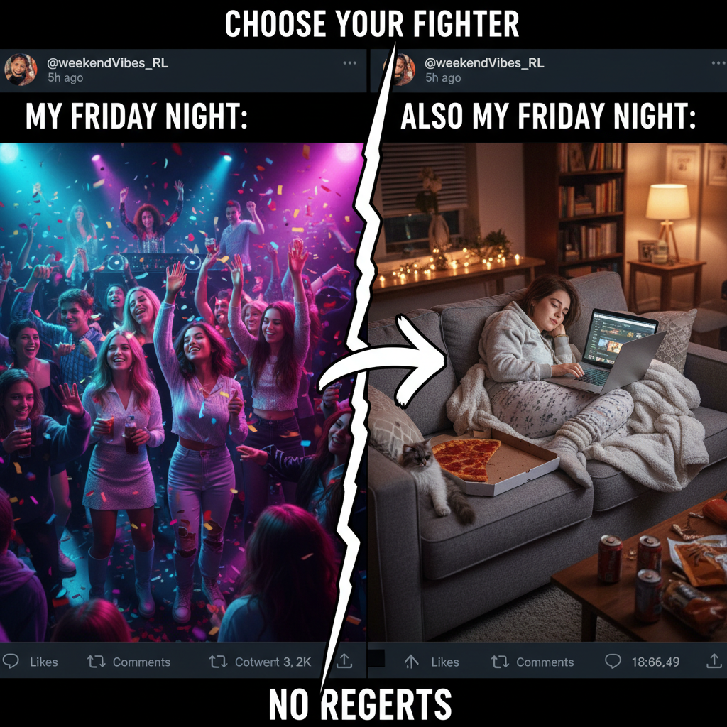 Friday night plans: wild party. Friday night reality: PJs, pizza, and Netflix.