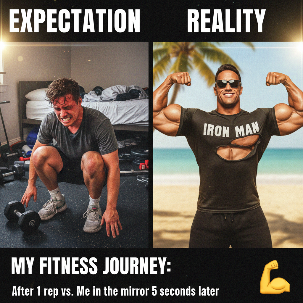 Me after 1 set vs. me thinking I'm The Rock. The gym is a humbling place.