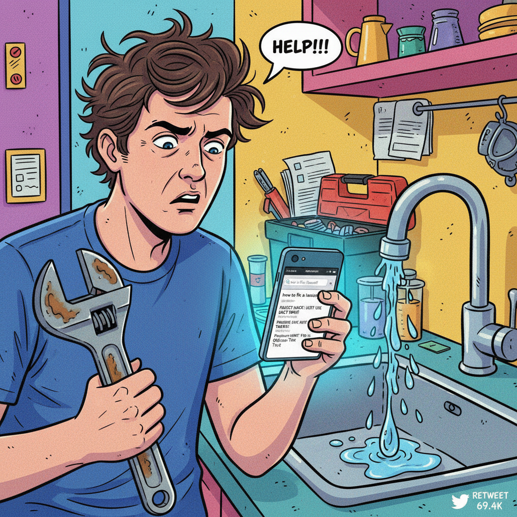 Adulting is just Googling 'how to fix a leaky faucet' at 3 AM.