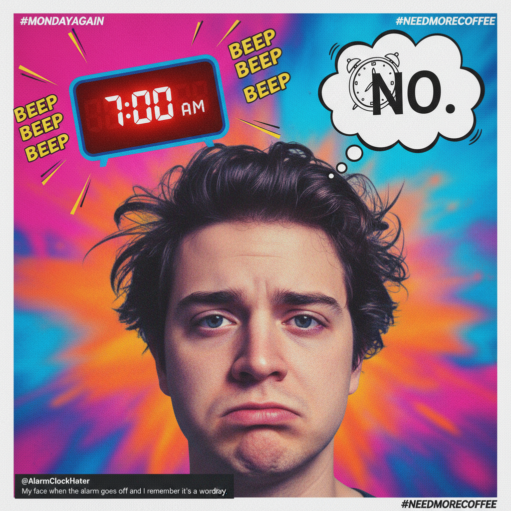 My face when the alarm goes off on Monday morning. Send coffee.