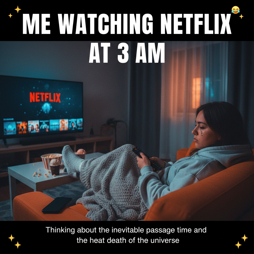 My Friday night plans: Netflix and existential dread. My reality: Netflix and existential dread.