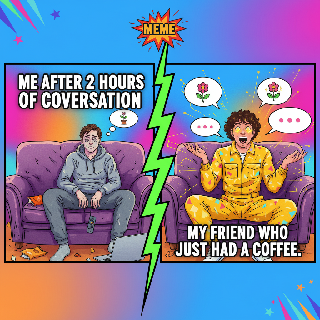 My social battery after 2 hours vs my extrovert friend after 2 days. Send help.