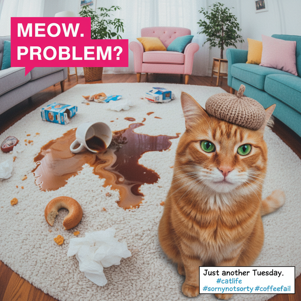 My cat just knocked over my coffee cup, stared me dead in the eye, and walked away. The audacity.