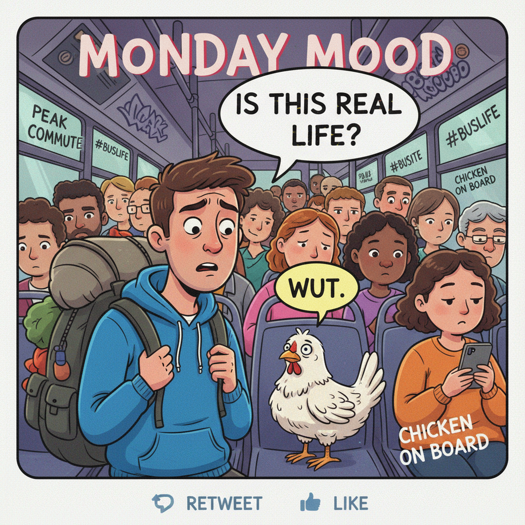 My public transport adventure today involved a chicken. A live one. Send help.