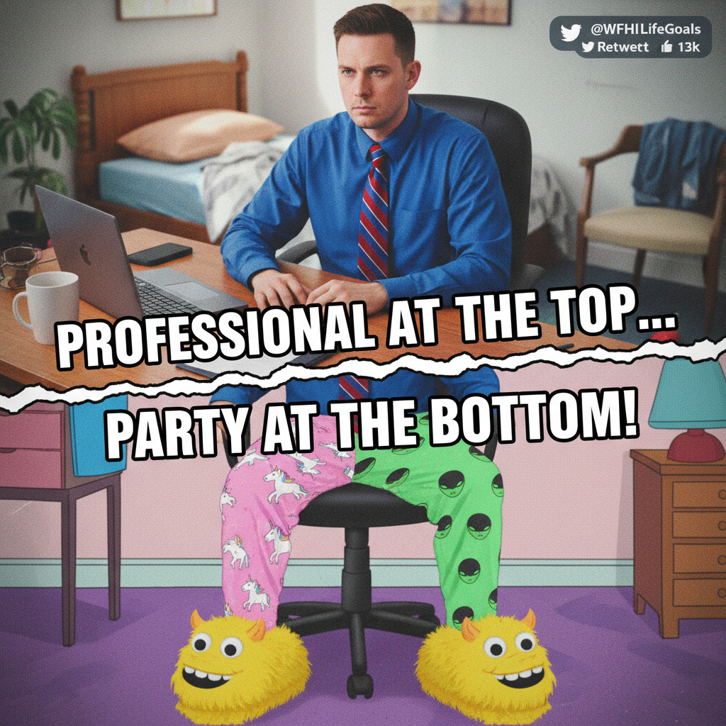 My 'work from home' outfit is 50% pajamas, 50% delusion. #WFHLife