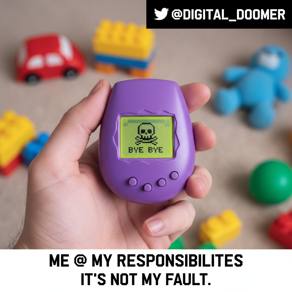 Found my old Tamagotchi. It's dead. Just like my dreams. #90sKid