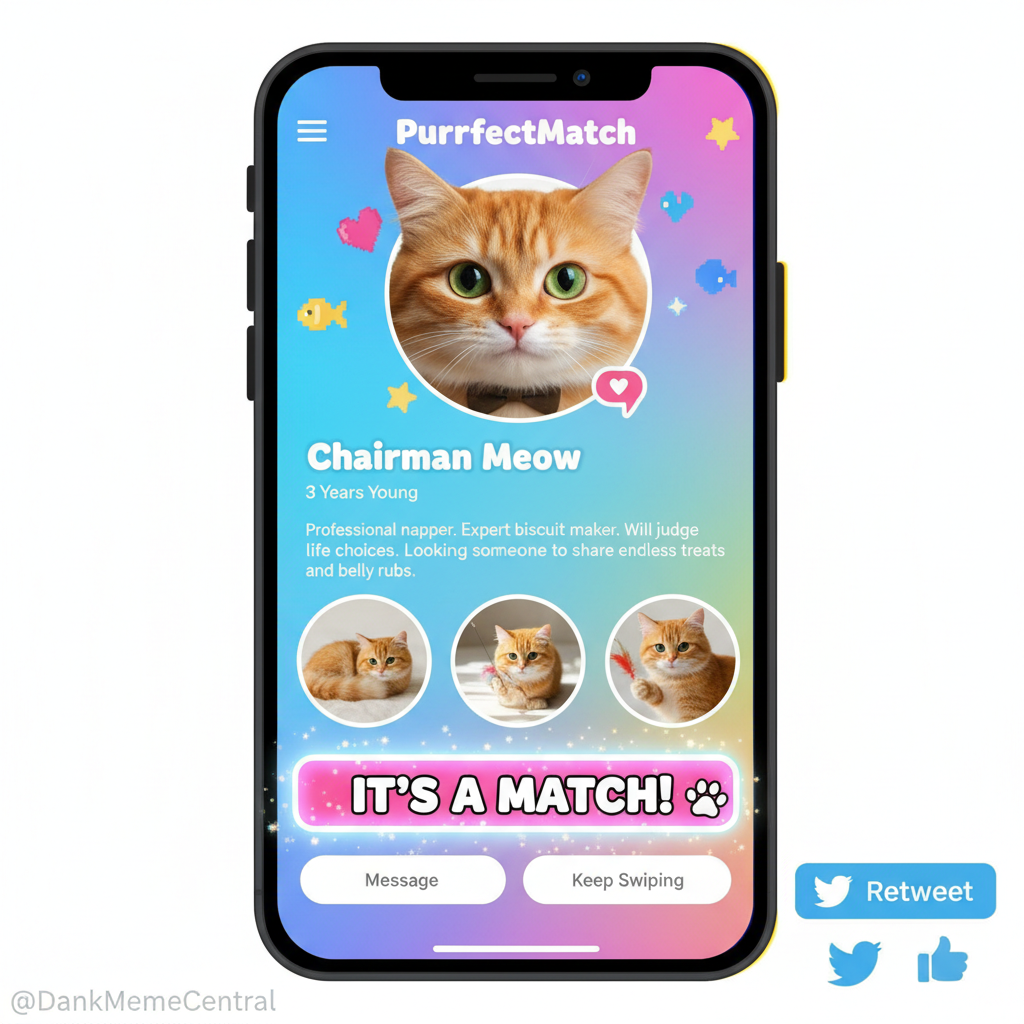 Matched with someone who only uses pictures of their cat. I'm not mad. #DatingApp