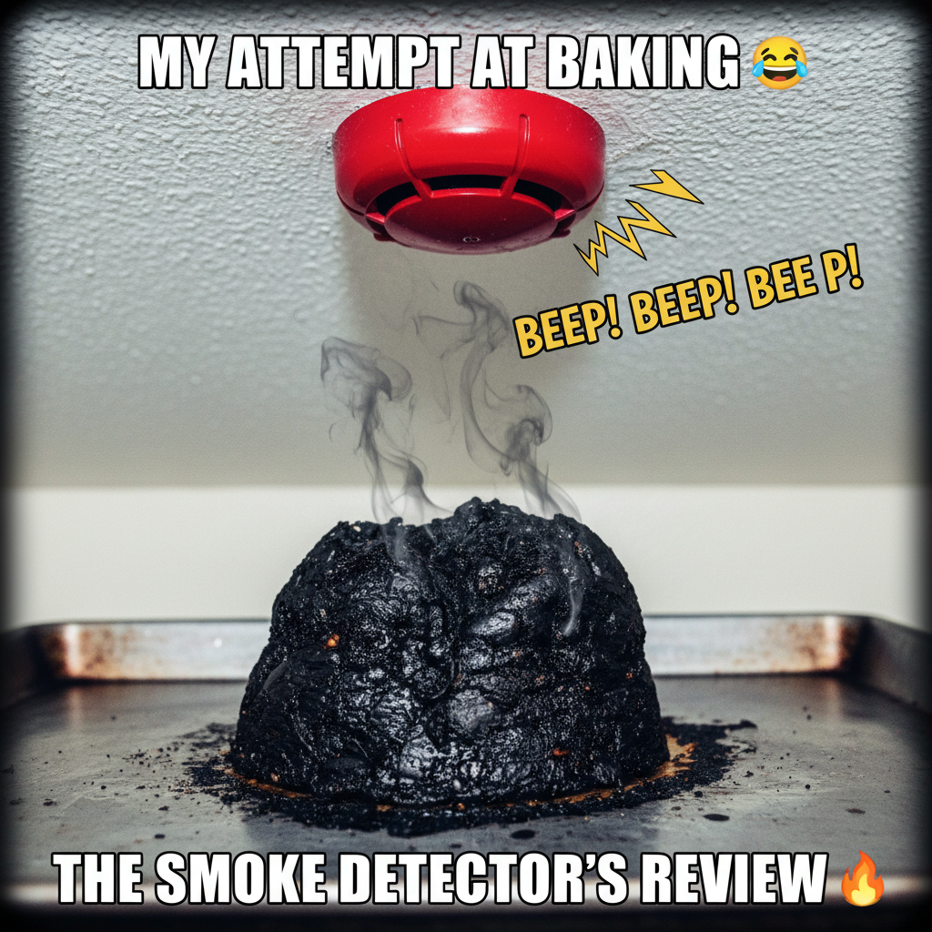 Tried to bake a cake, ended up with a charcoal briquette. My smoke detector is my biggest fan.
