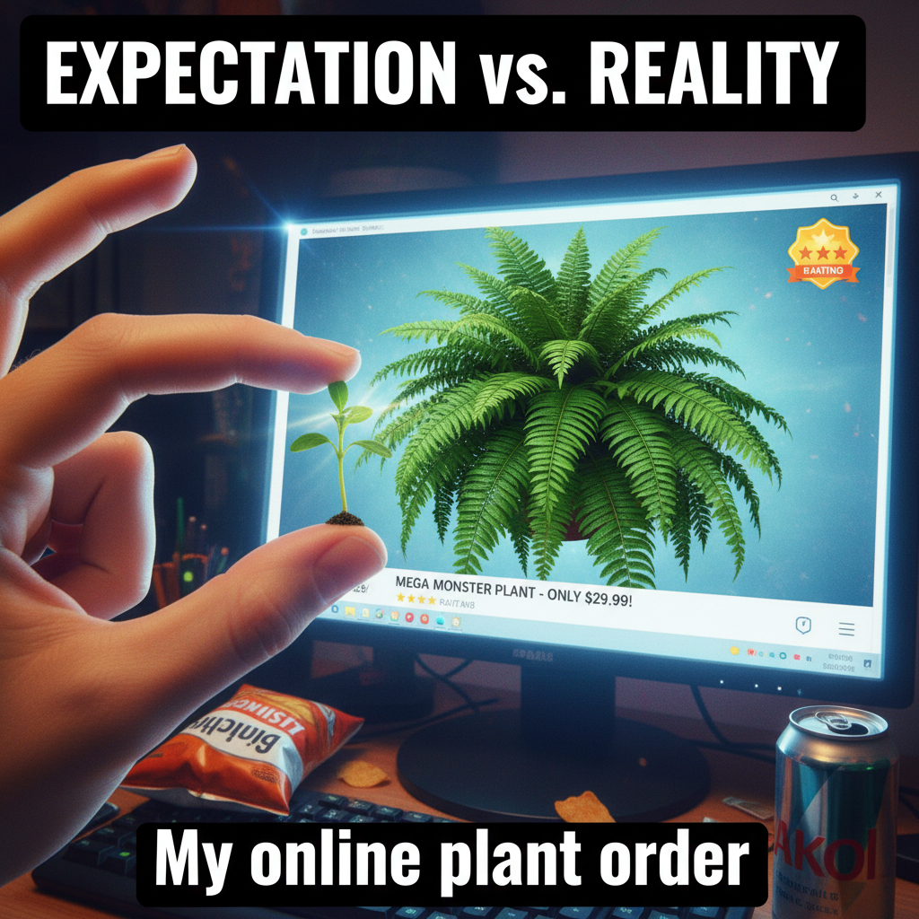 Bought a 'miniature' desk plant online. It arrived. It's the size of my thumb. I've been scammed.