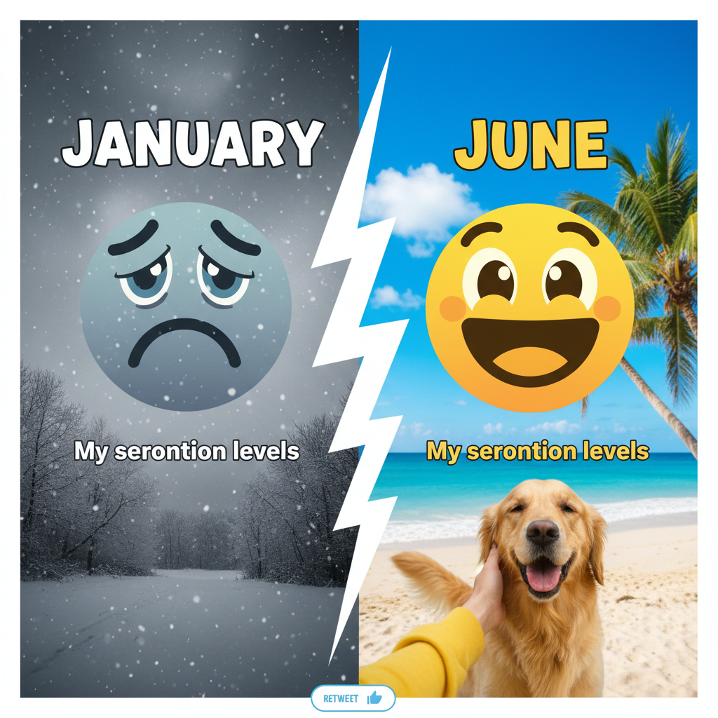 My serotonin levels during winter vs. my serotonin levels when I see a cute dog.