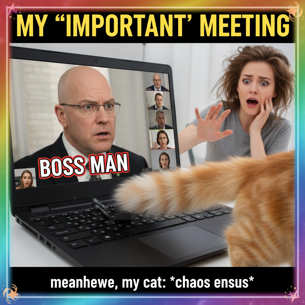 My boss just saw my cat walk across my keyboard during a 'very important' Zoom call. Send help.