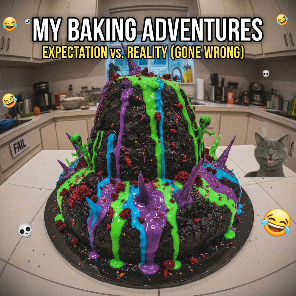 I tried to make a 'simple' cake. It now looks like a science experiment gone wrong.