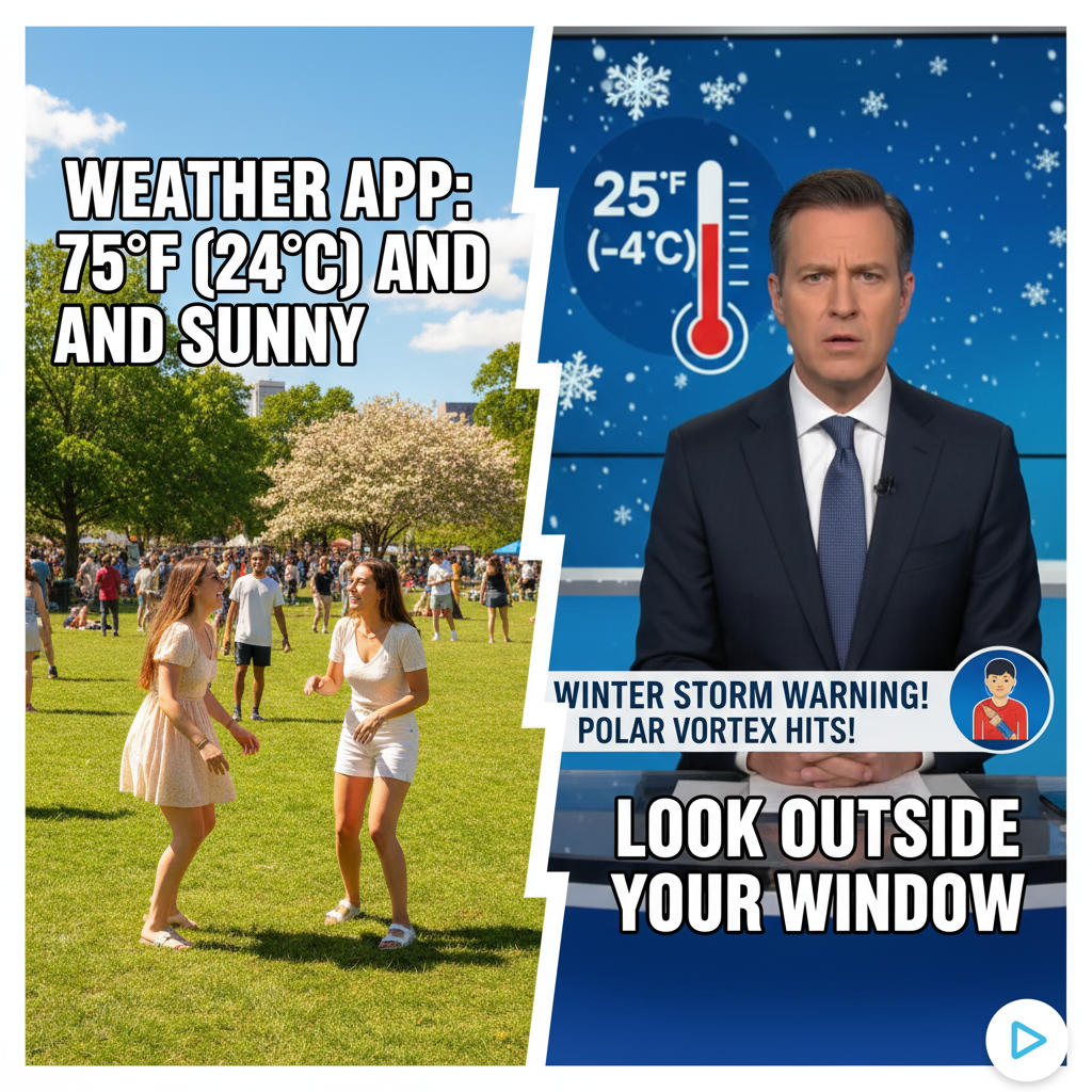 It's 75°F and sunny, but the local news is still warning about 'winter's chill.' Pick a lane, weather!