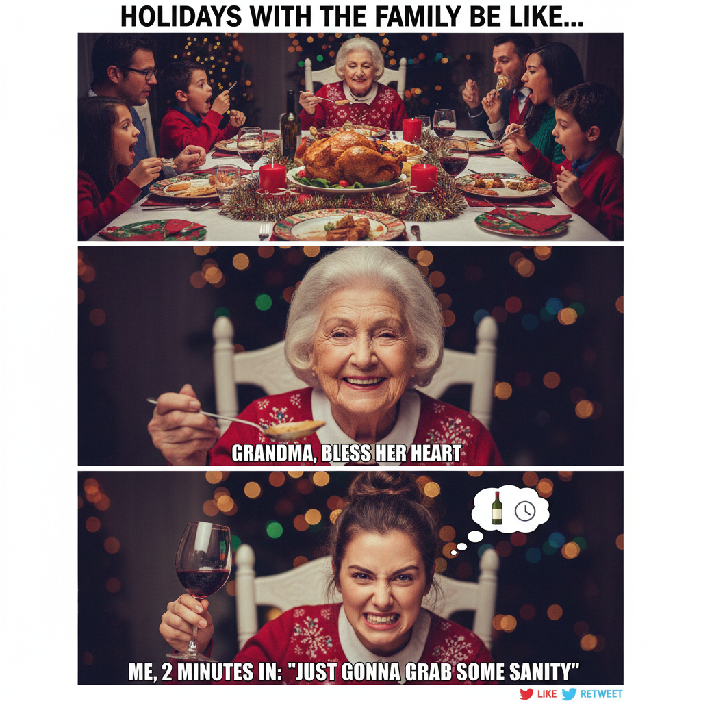 Grandma just asked if my 'internet friends' are coming to dinner. Send wine.