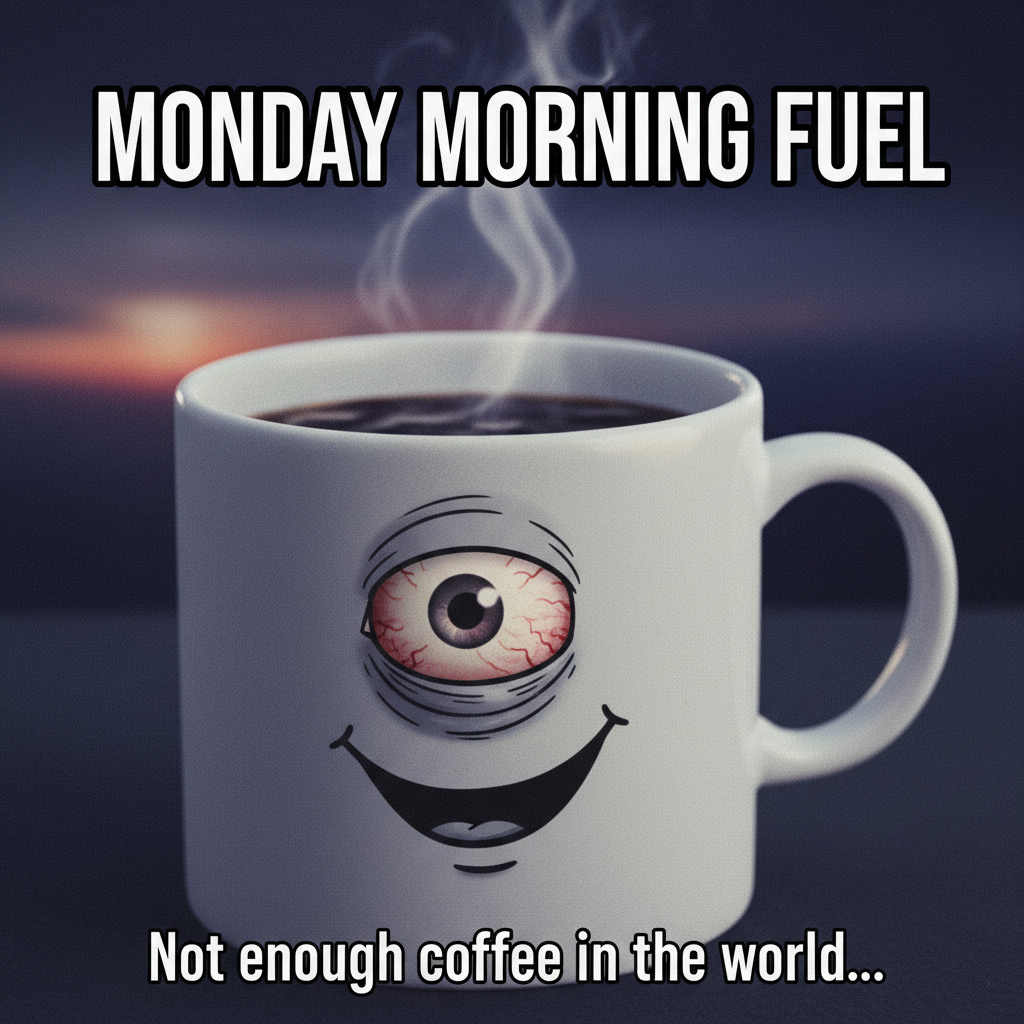 My Monday morning mood is 90% coffee, 10% existential dread.