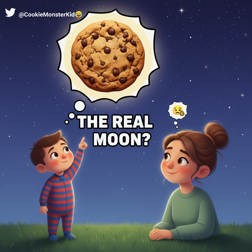 My toddler just asked if the moon was 'a giant cookie.' I can't even argue with that logic.