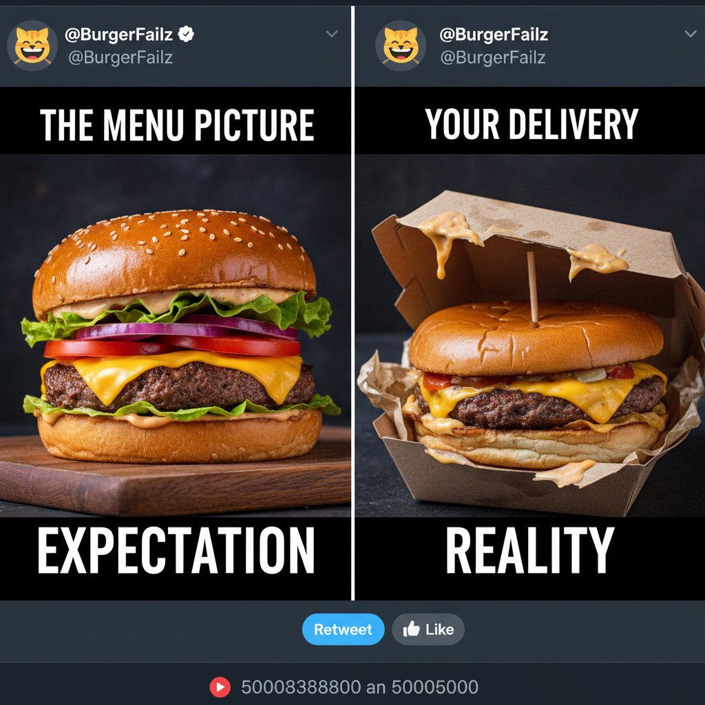 Ordered a gourmet burger. Got something that looks like it lost a fight with a truck. #FoodDelivery