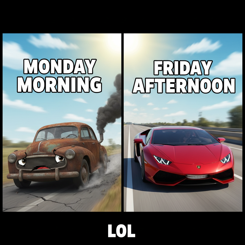 My car on Monday morning vs. Friday afternoon