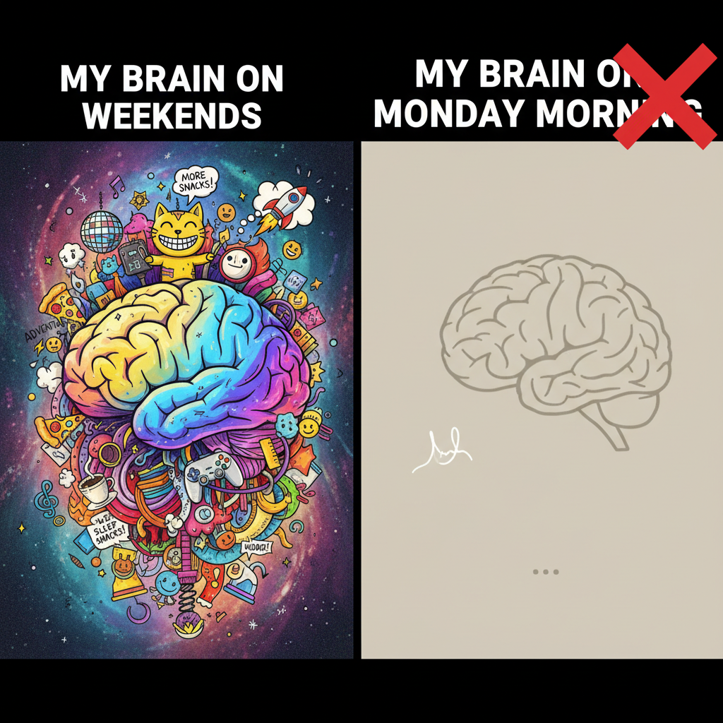 My brain on Monday morning after the weekend vs. trying to learn anything in school