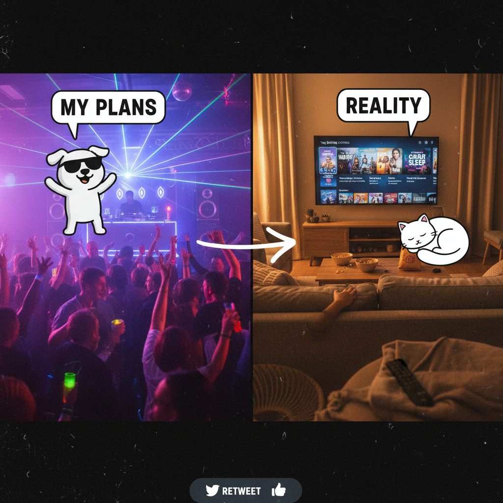 Friday night plans: clubbing. Friday night reality: debating if I should rewatch The Office or Parks & Rec.