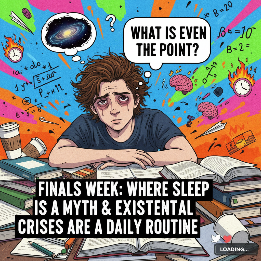 My brain during exam season: 'Is sleep a concept or a myth?'