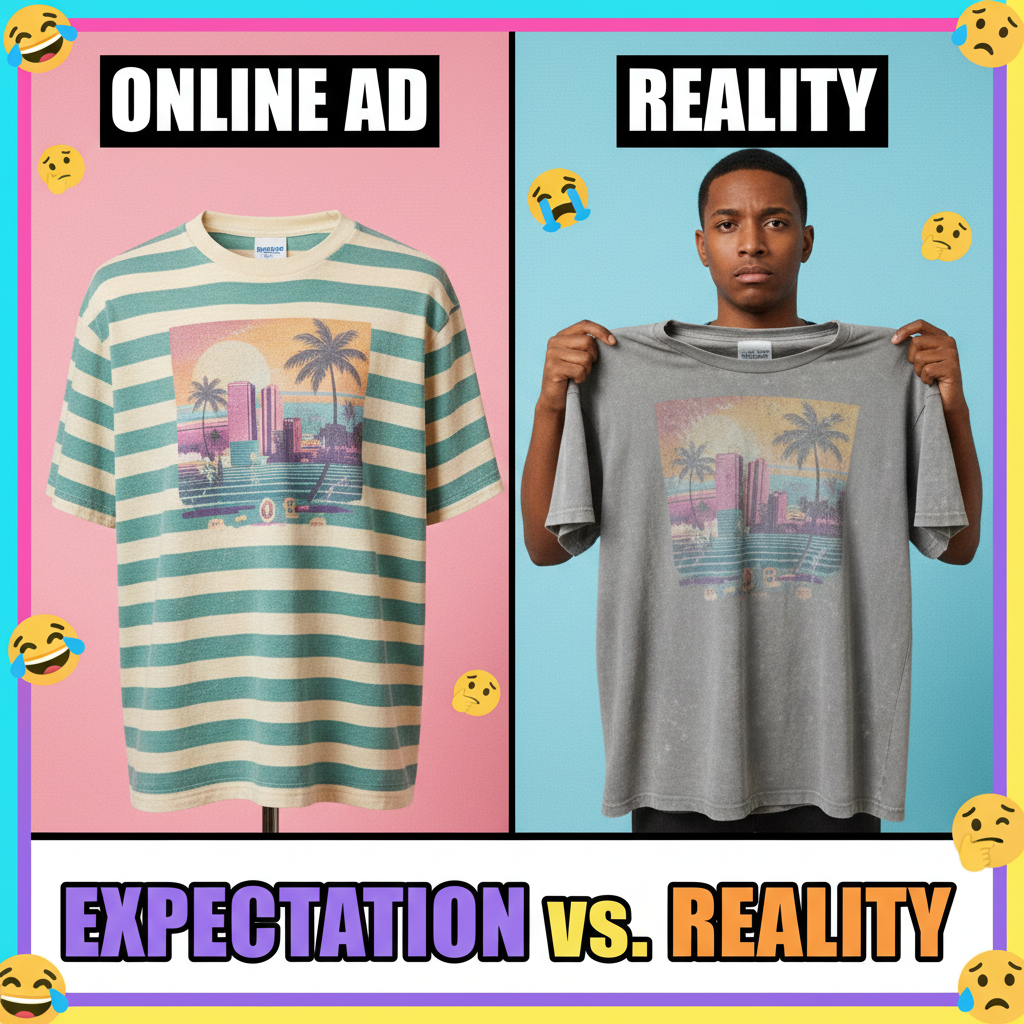 That moment you realize the 'vintage' shirt you bought online is just a stretched-out rag.