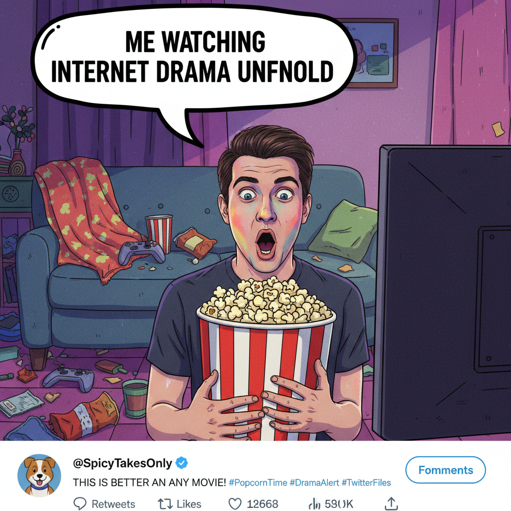 Me watching literally any celebrity drama unfold on Twitter. 🍿