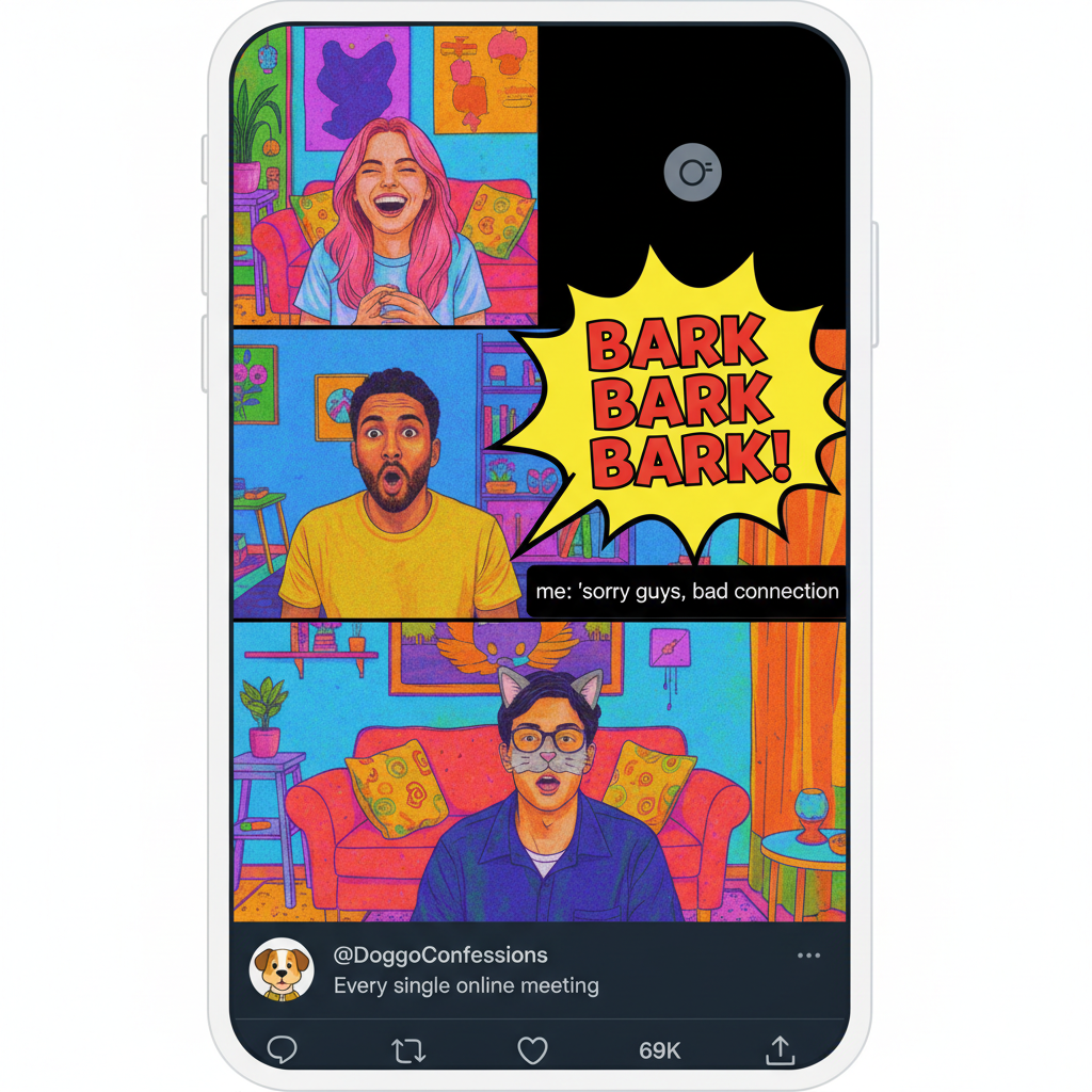 My coworker's camera is off, but I can hear their dog barking. WFH life.