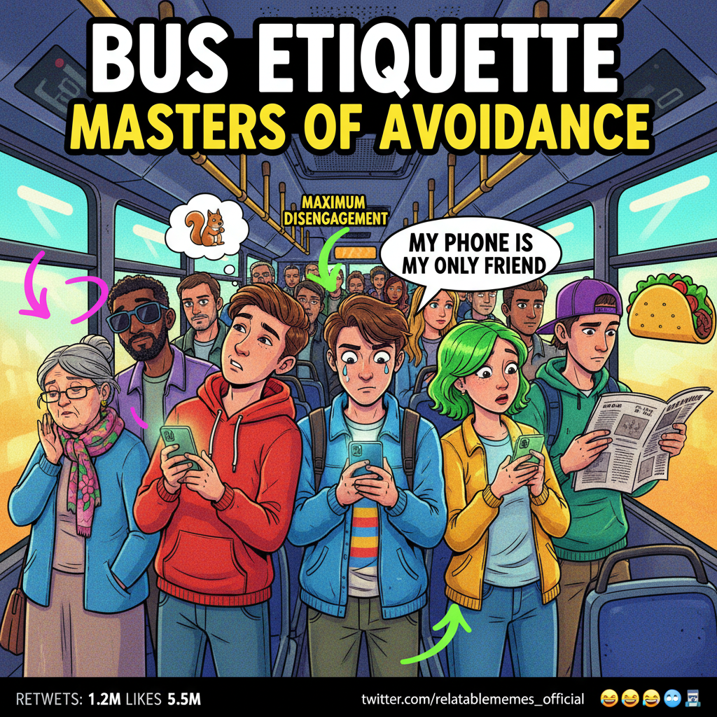 Public transport is just a social experiment on how long people can avoid eye contact.