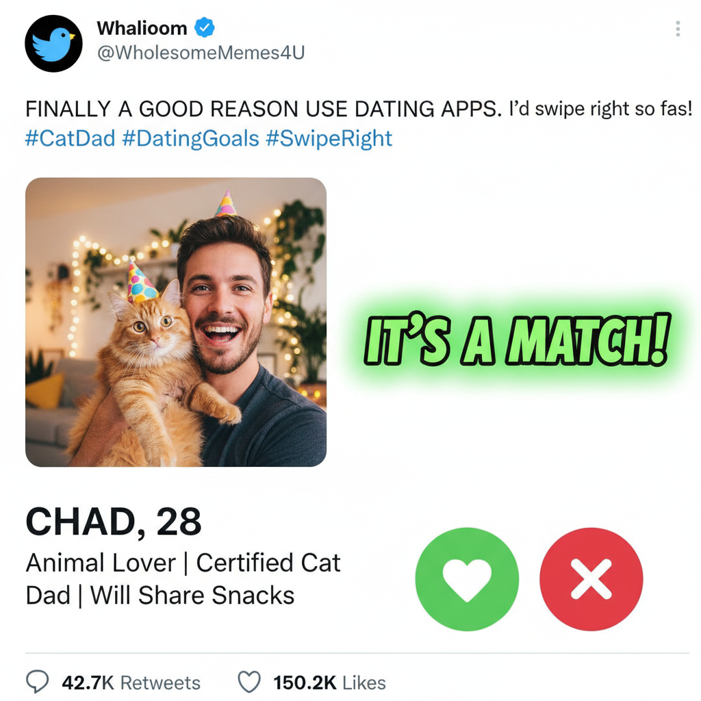 Matched with someone who only posts pics with their cat. I think I'm in love. #DatingAppWins