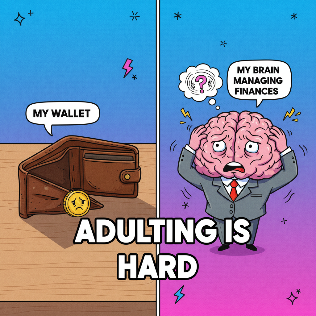 My bank account after paying rent vs. my brain trying to adult. Send help.