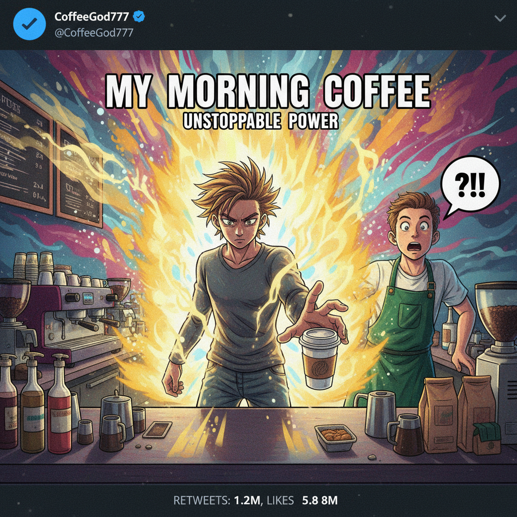 When the barista calls your name and you respond with a full-on anime battle cry.