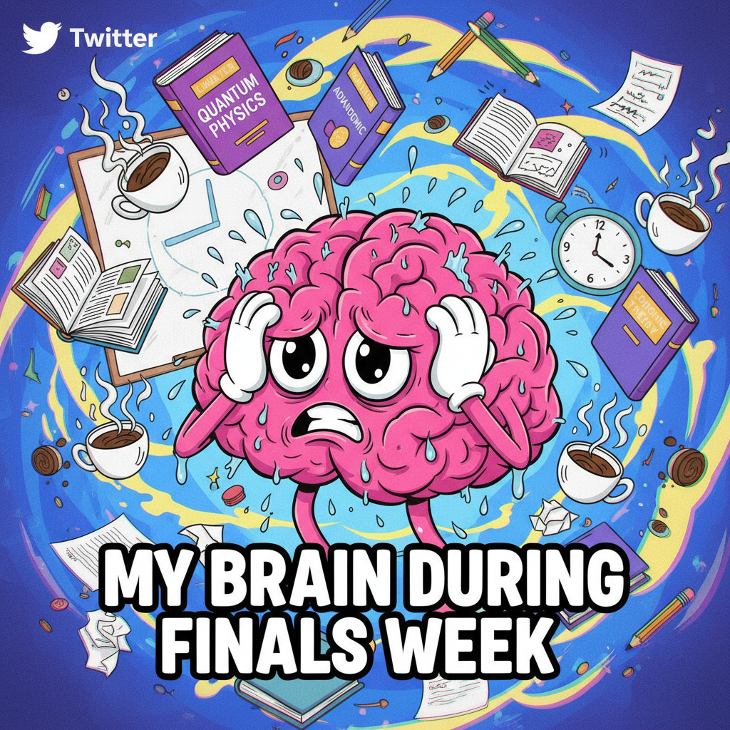 My brain during exam season: 99% panic, 1% remembering what I studied.