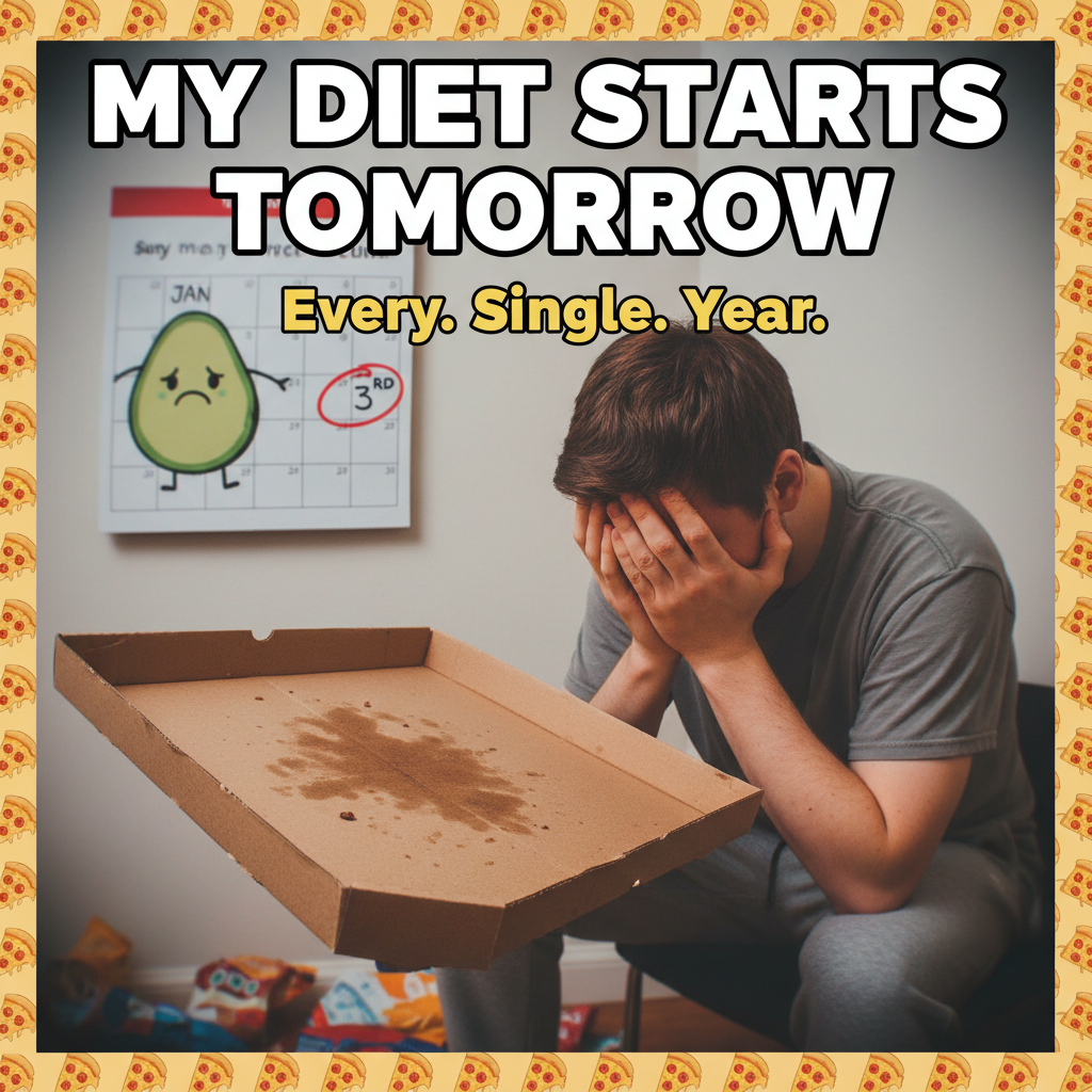 My New Year's resolution was to be healthier. I just ate a whole pizza. It's Jan 3rd.