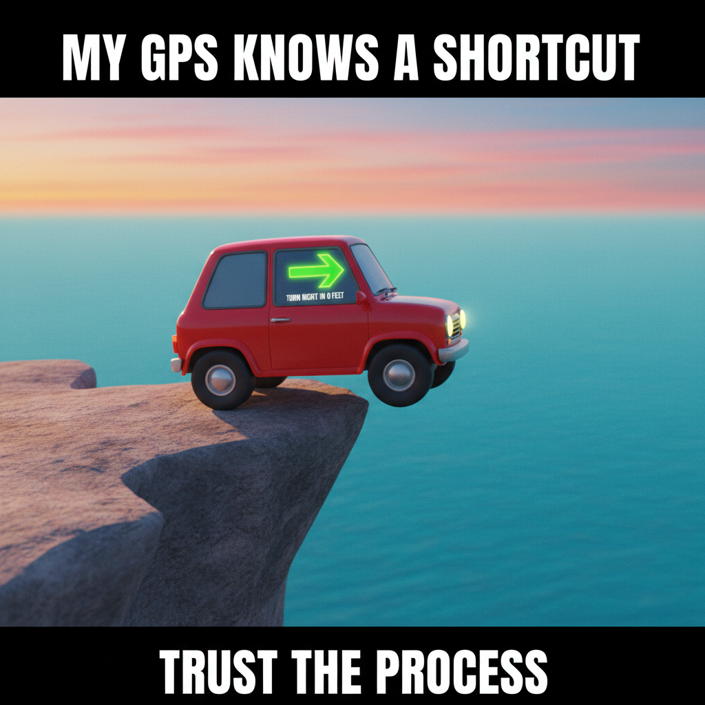 My road trip GPS just told me to 'turn right into the ocean.' Send help. And a boat.