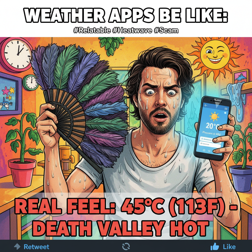 It's 75 degrees and sunny but my weather app says 'feels like 110.' The sun is a liar.