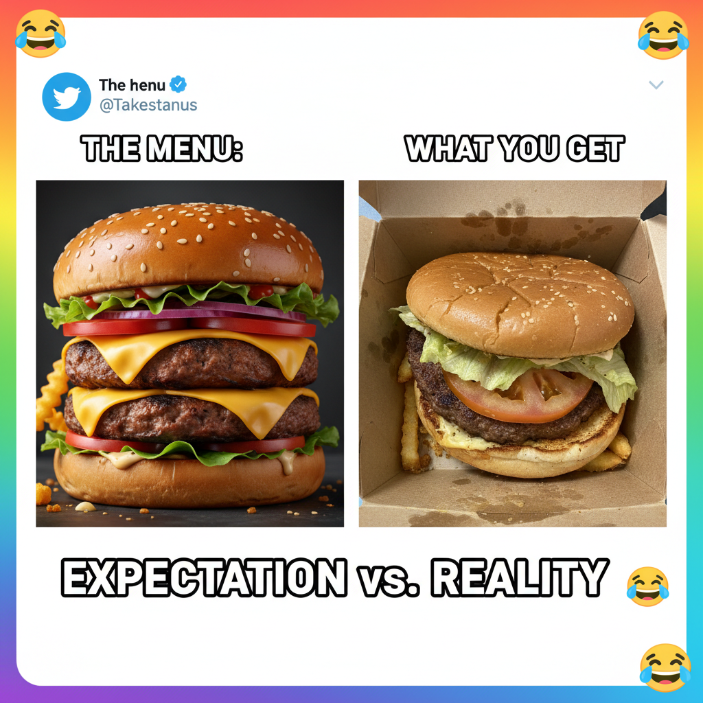 Ordered a gourmet burger. Got something that looks like it lost a fight with a truck. #FoodDelivery