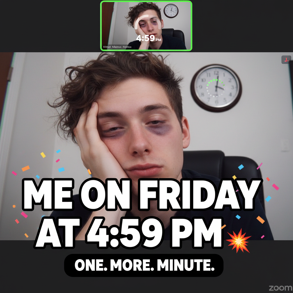 When the boss asks for 'quick feedback' on Zoom at 4:59 PM on a Friday.