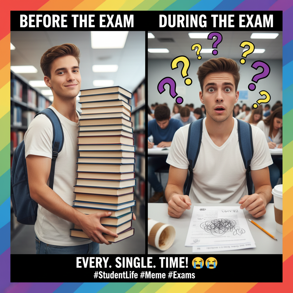 My brain during exam season: 'You know everything!' My brain during the exam: 'Who are you?'