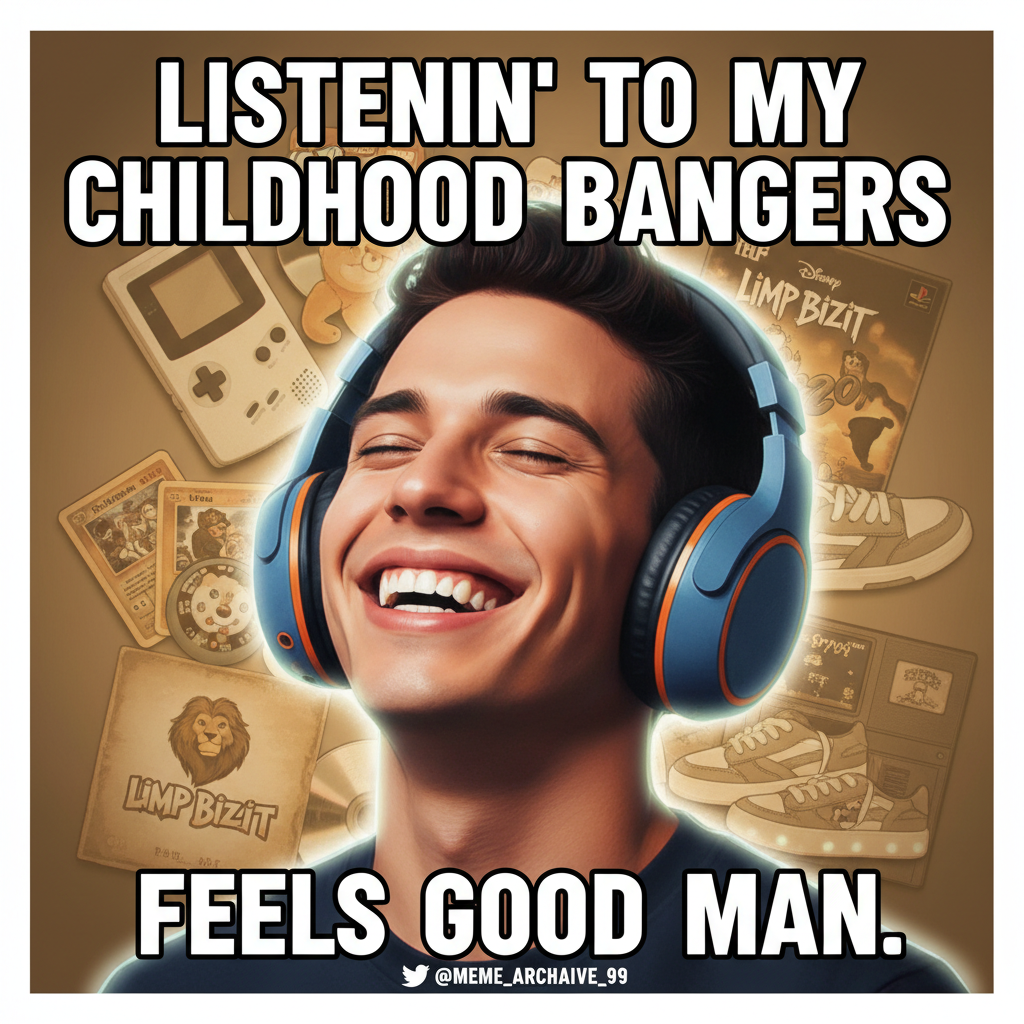 Hearing that one song from your childhood and suddenly you're 8 again, no bills, just vibes.