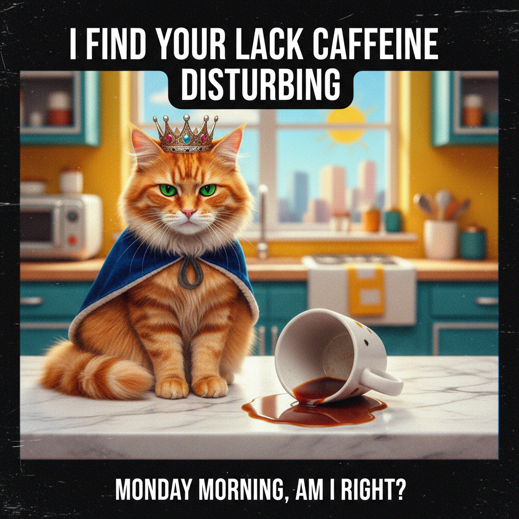 My cat just knocked my coffee over, then looked at me like *I* was the problem. #PetLife