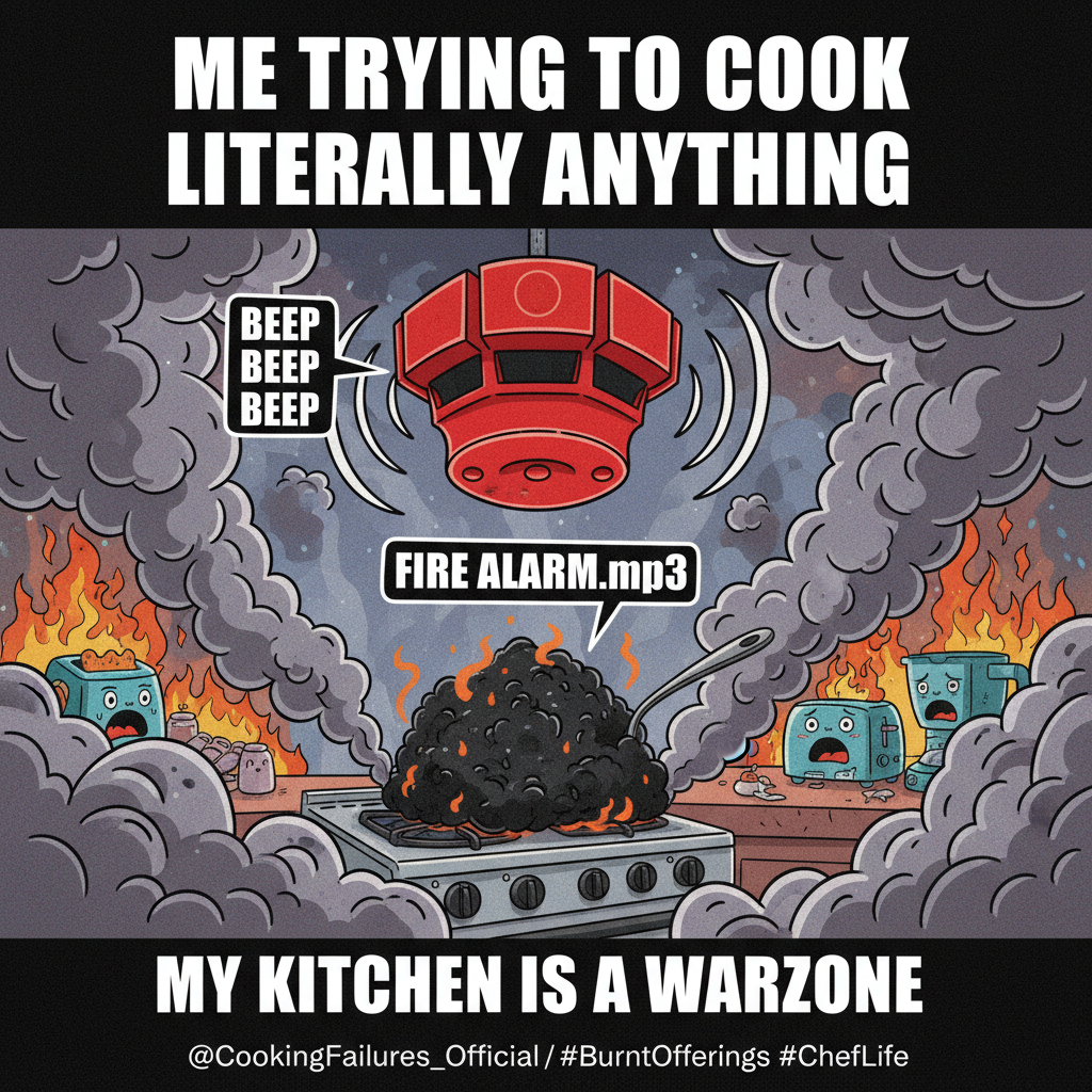 Attempted to make a 'gourmet' meal. Ended up with a smoke alarm concert and takeout menus.