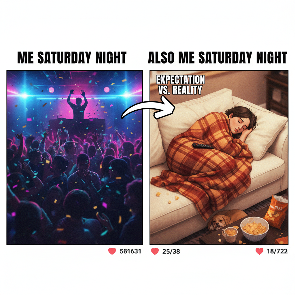 Friday night plans: Clubbing till dawn. Friday night reality: PJs, Netflix, and asleep by 9 PM.